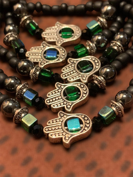 Emerald Hamsa Bracelet